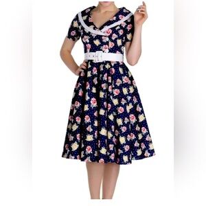 Hell Bunny floral print swing dress size s